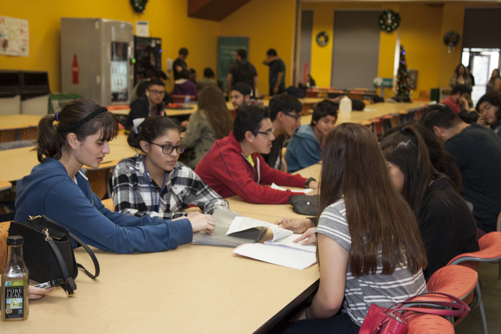 Frank L. Madla ECHS students studying in Palo Alto cafeteria
